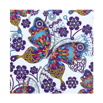 Butterfly and Purple Flowers Special Shaped Drills Diamond Painting