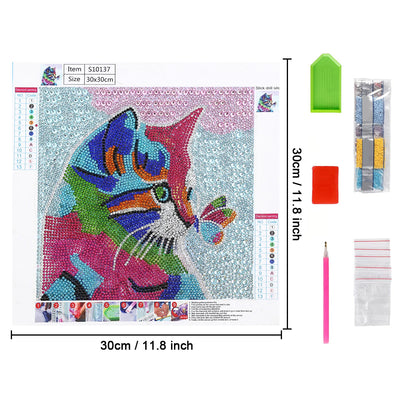 Colorful Cat and Butterfly Special Shaped Drills Diamond Painting