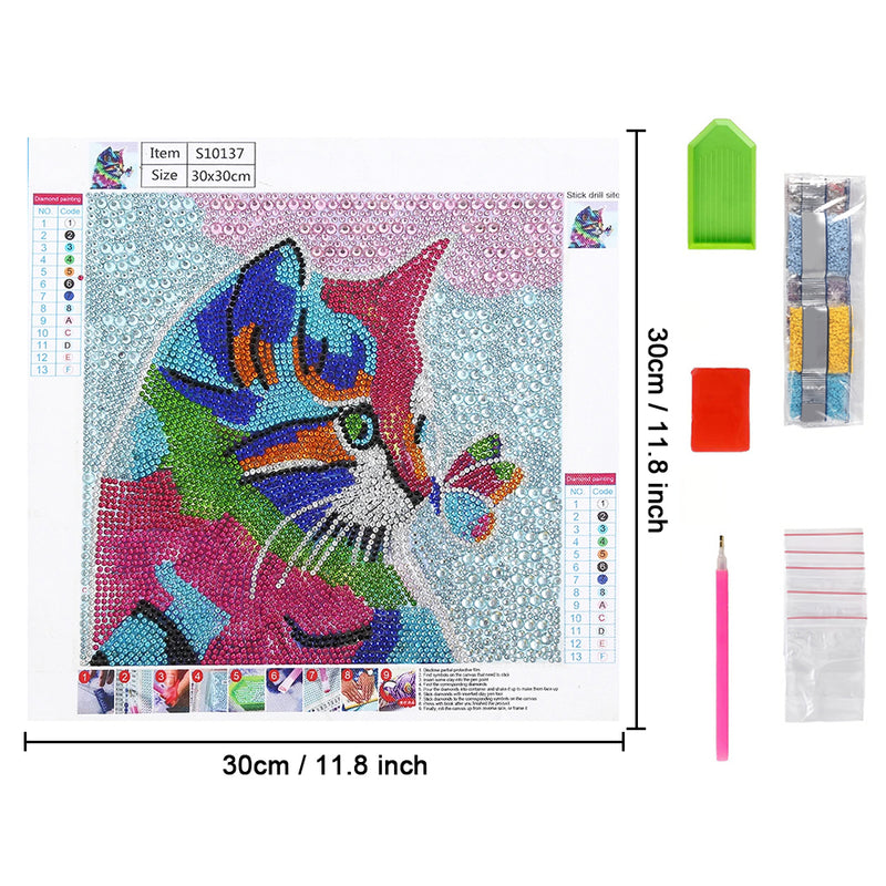 Colorful Cat and Butterfly Special Shaped Drills Diamond Painting