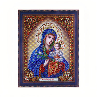 Virgin in Blue and Child Special Shaped Drills Diamond Painting