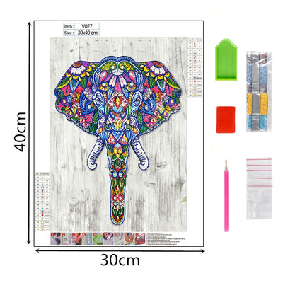 Flower Elephant Head Special Shaped Drills Diamond Painting