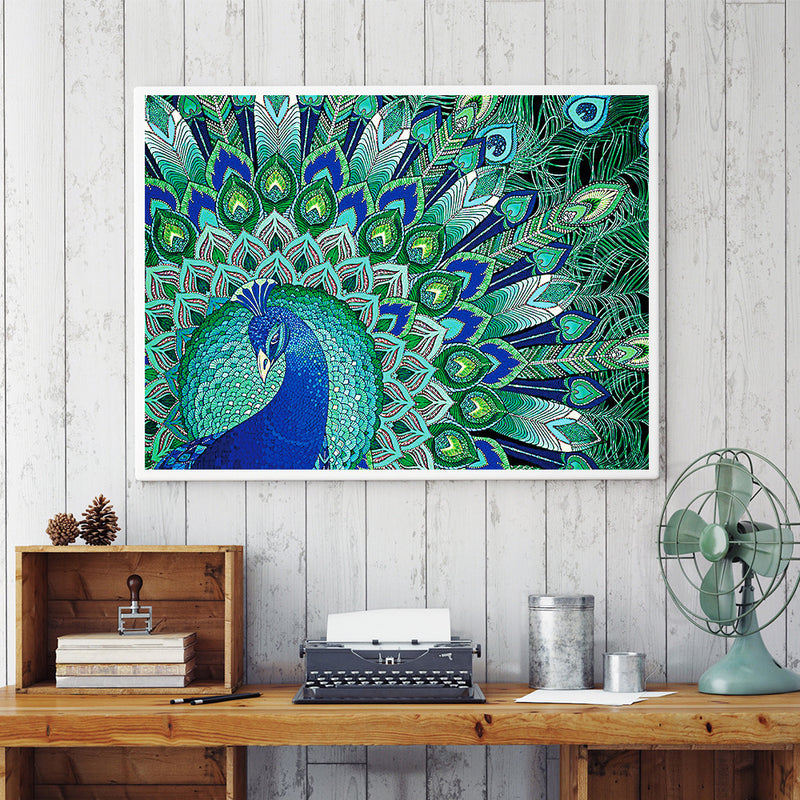 Green Peacock Special Shaped Drills Diamond Painting