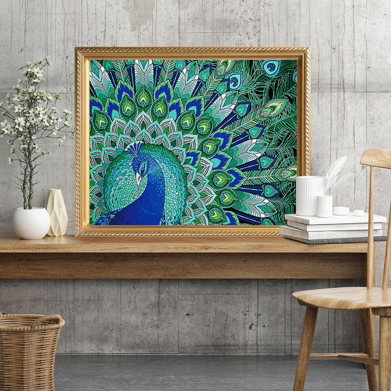 Green Peacock Special Shaped Drills Diamond Painting