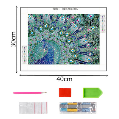 Green Peacock Special Shaped Drills Diamond Painting