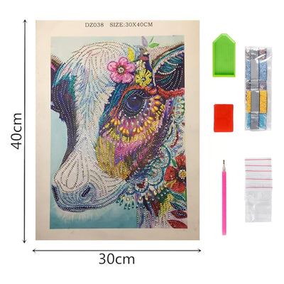 Flower Cow Special Shaped Drills Diamond Painting