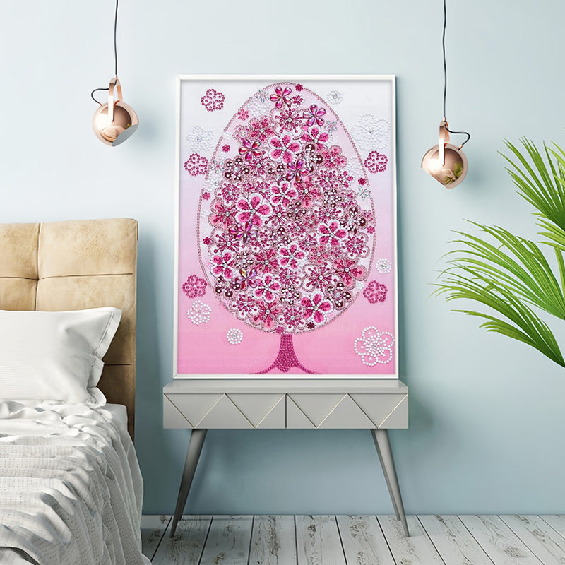 Pink Flower Tree Special Shaped Drills Diamond Painting