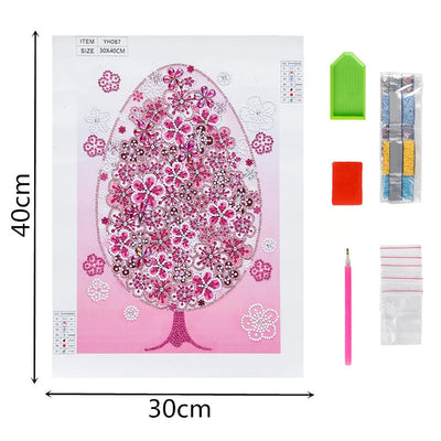 Pink Flower Tree Special Shaped Drills Diamond Painting