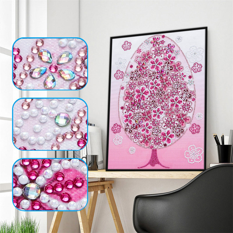 Pink Flower Tree Special Shaped Drills Diamond Painting