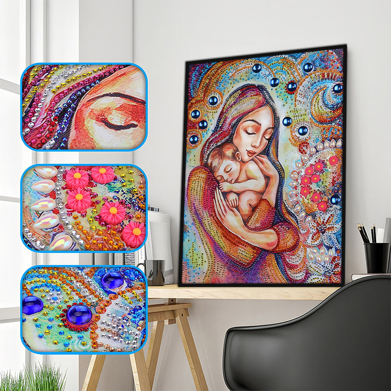 Woman Holding Baby Special Shaped Drills Diamond Painting