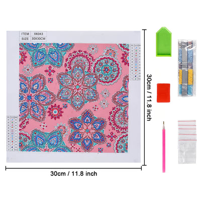 Pink Square Flower Mandala Special Shaped Drills Diamond Painting