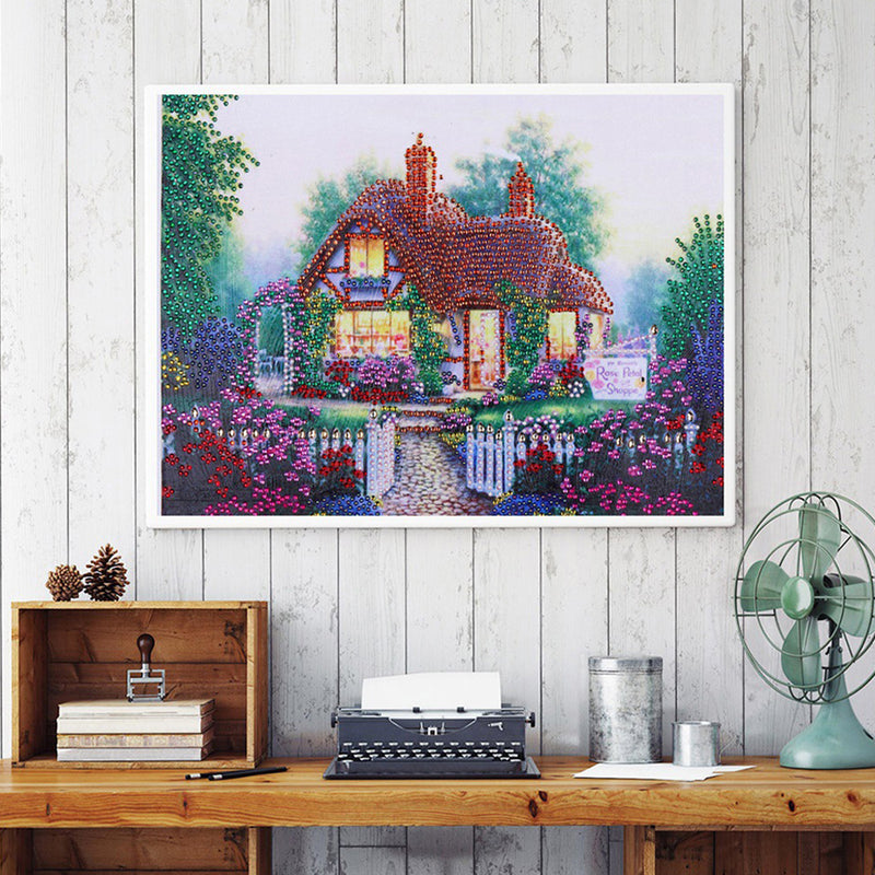 Cabin in the Garden Special Shaped Drills Diamond Painting