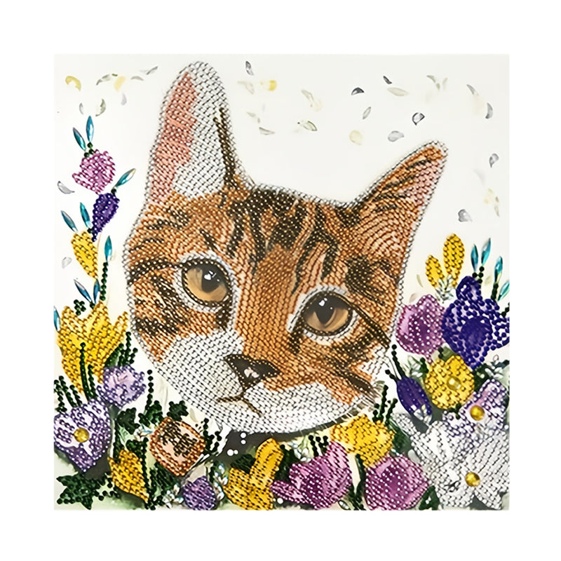 Orange Cat among Flowers Special Shaped Drills Diamond Painting