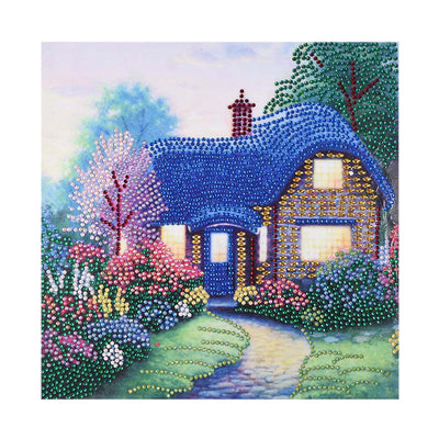 Blue Garden Hut Special Shaped Drills Diamond Painting