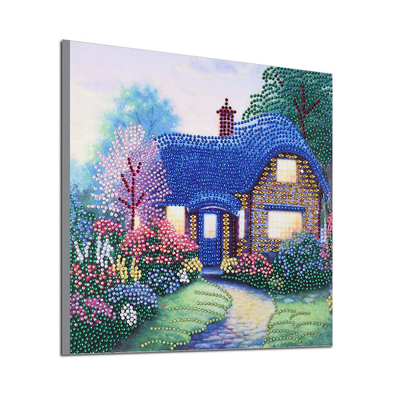 Blue Garden Hut Special Shaped Drills Diamond Painting