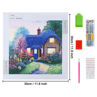 Blue Garden Hut Special Shaped Drills Diamond Painting