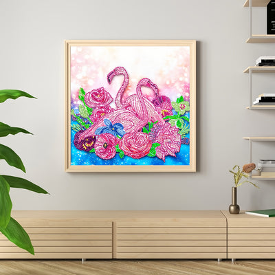 Pink Flamingos and Flowers Special Shaped Drills Diamond Painting