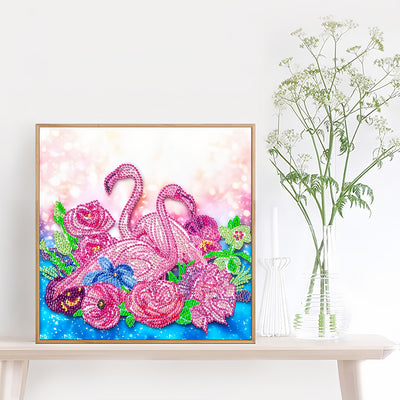 Pink Flamingos and Flowers Special Shaped Drills Diamond Painting