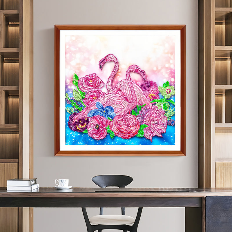 Pink Flamingos and Flowers Special Shaped Drills Diamond Painting