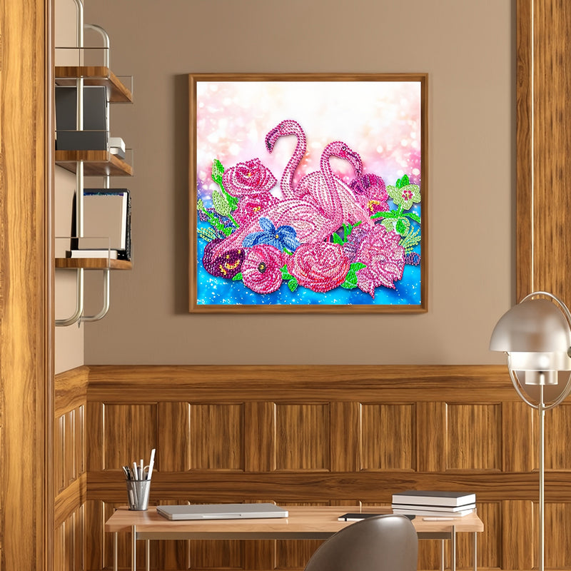 Pink Flamingos and Flowers Special Shaped Drills Diamond Painting