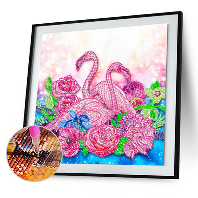 Pink Flamingos and Flowers Special Shaped Drills Diamond Painting