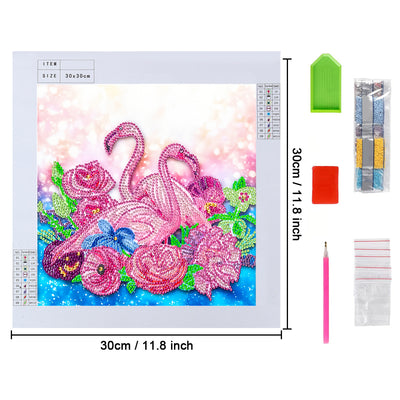 Pink Flamingos and Flowers Special Shaped Drills Diamond Painting