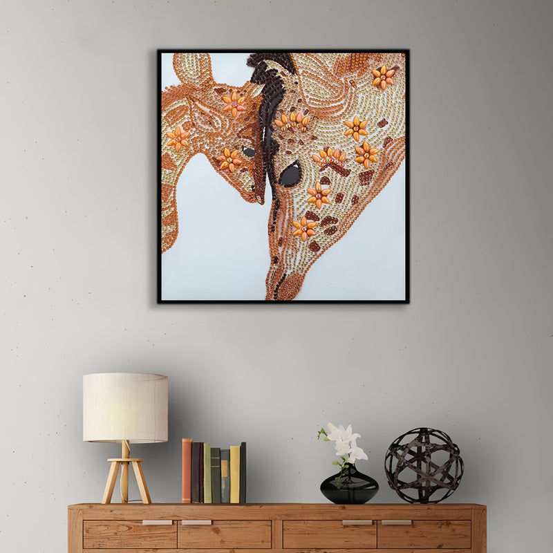 Warm Giraffe Mother and Child Special Shaped Drills Diamond Painting