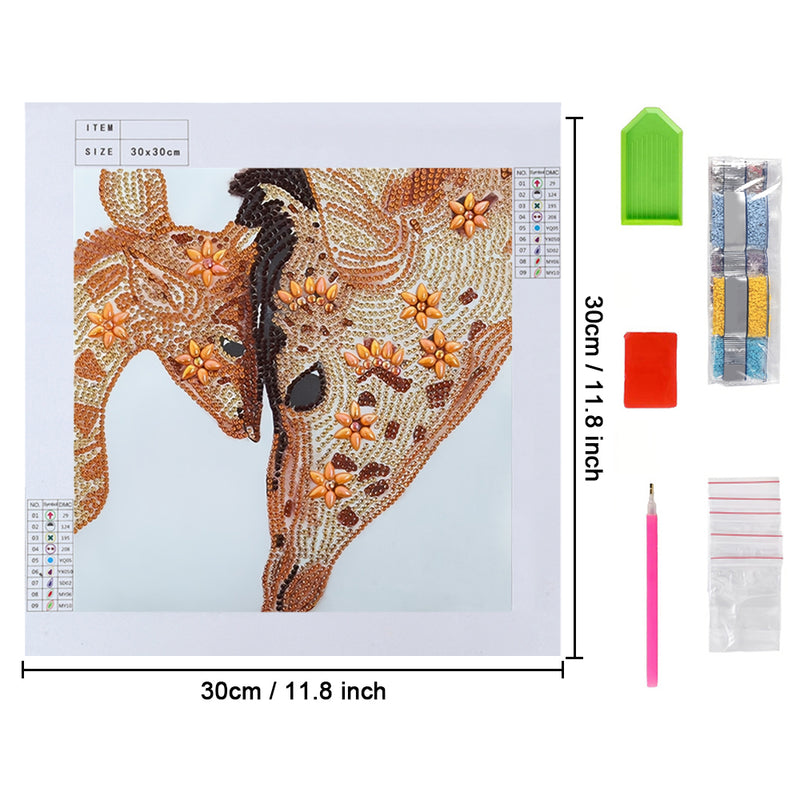 Warm Giraffe Mother and Child Special Shaped Drills Diamond Painting