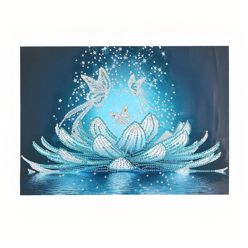 Ice Lotus and Butterflies Special Shaped Drills Diamond Painting