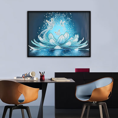 Ice Lotus and Butterflies Special Shaped Drills Diamond Painting