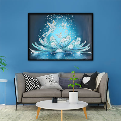 Ice Lotus and Butterflies Special Shaped Drills Diamond Painting