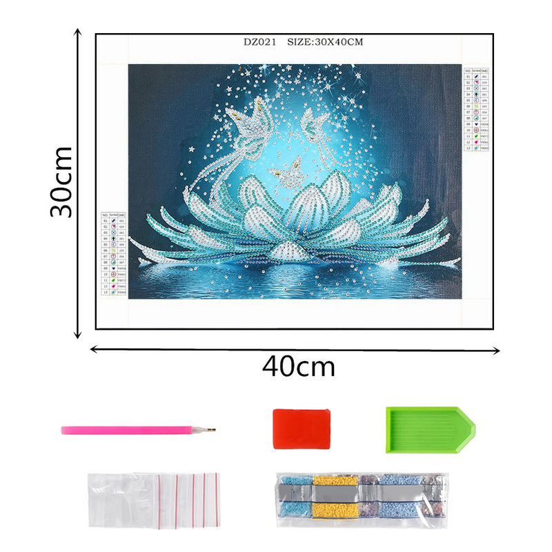 Ice Lotus and Butterflies Special Shaped Drills Diamond Painting