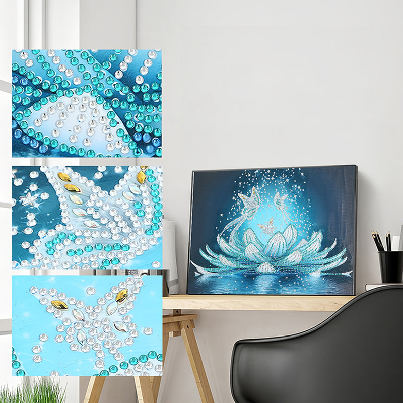 Ice Lotus and Butterflies Special Shaped Drills Diamond Painting