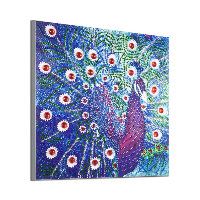 Blue and Purple Peacock Special Shaped Drills Diamond Painting