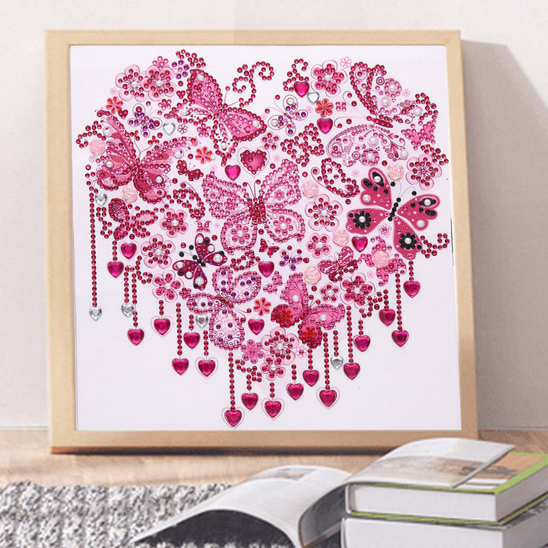 Red Butterfly Heart Special Shaped Drills Diamond Painting