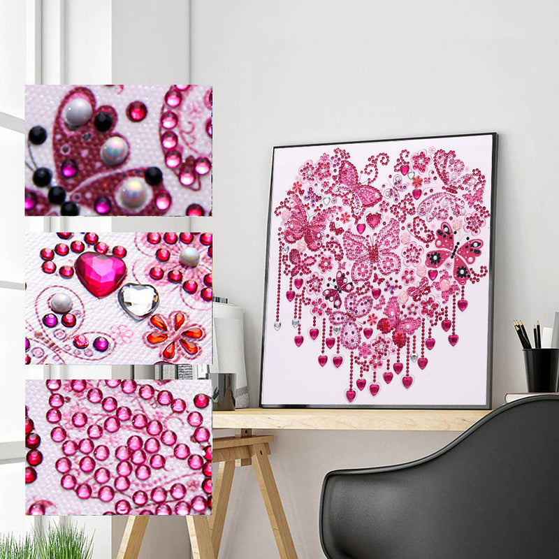 Red Butterfly Heart Special Shaped Drills Diamond Painting