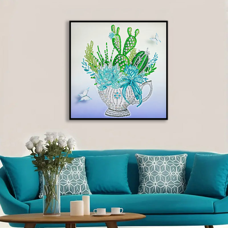 Cactus in Flower Pot Special Shaped Drills Diamond Painting