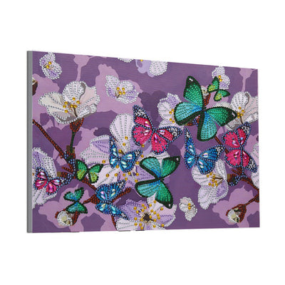 Colorful Butterflies and White Flowers Special Shaped Drills Diamond Painting