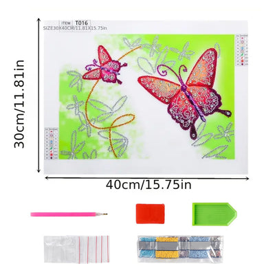 Two Red Butterflies Special Shaped Drills Diamond Painting