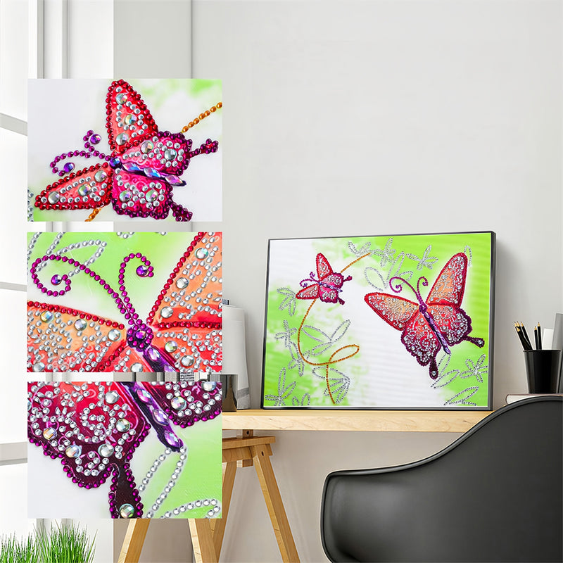 Two Red Butterflies Special Shaped Drills Diamond Painting