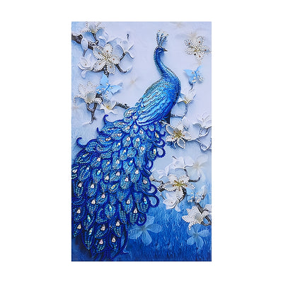 Blue Peacock and Orchid Special Shaped Drills Diamond Painting