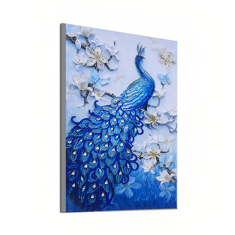 Blue Peacock and Orchid Special Shaped Drills Diamond Painting