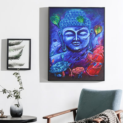 Blue Buddha Statue Special Shaped Drills Diamond Painting