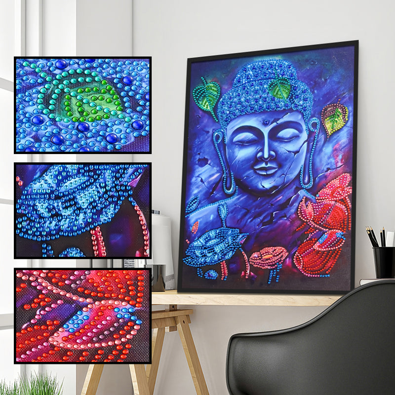 Blue Buddha Statue Special Shaped Drills Diamond Painting