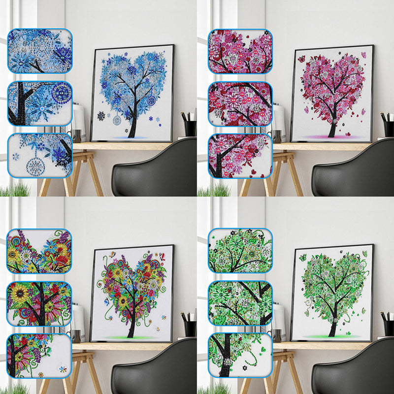 Heart Four Seasons Trees Special Shaped Drills Diamond Painting