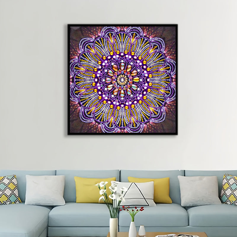 Purple Lines Mandala Special Shaped Drills Diamond Painting