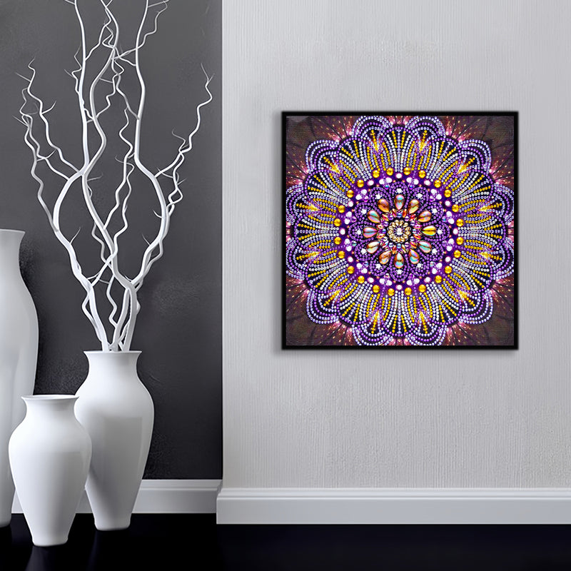 Purple Lines Mandala Special Shaped Drills Diamond Painting