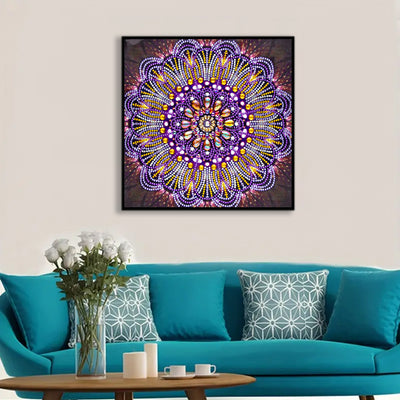 Purple Lines Mandala Special Shaped Drills Diamond Painting