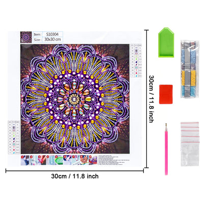 Purple Lines Mandala Special Shaped Drills Diamond Painting