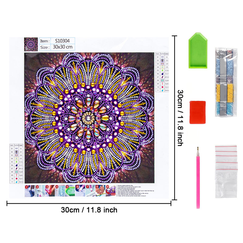 Purple Lines Mandala Special Shaped Drills Diamond Painting