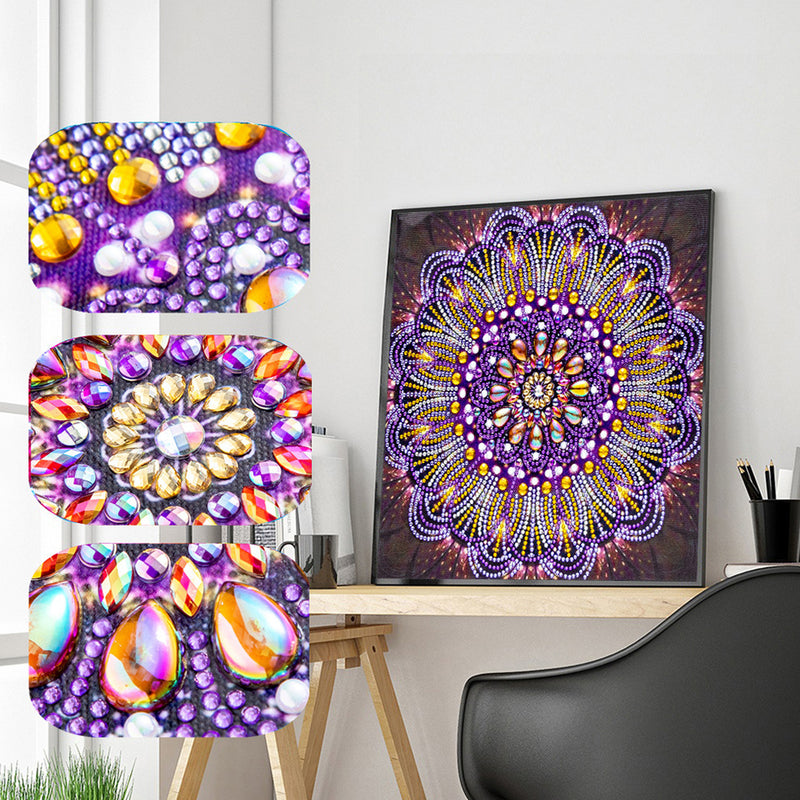 Purple Lines Mandala Special Shaped Drills Diamond Painting